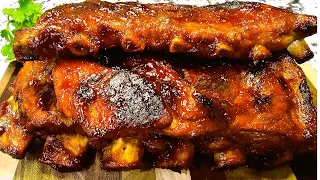 Costillas al Horno con Salsa Barbacoa  - Fácil  / Oven- Baked Ribs with Barbecue Sauce - Easy