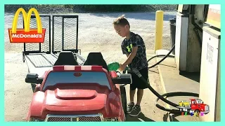 Kruz Went to the Park and McDonalds Drive Thru Putting Fuel on His Powered Ride On Dodge Ram Truck