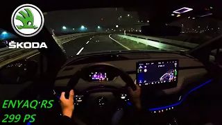 2022 SKODA ENYAQ COUPE iV RS 299 PS TOPSPEED NIGHT POV DRIVE FRANKFURT AIRPORT (60 FPS)