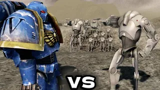 1 Space Marine vs 30 B2 Super Battle Droids - Who is More Effective?