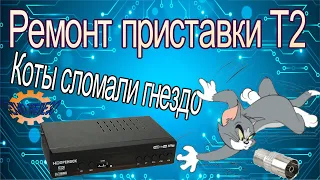 Ремонт Китайской цифровой T2 приставки (коты уронили и оторвали гнездо)