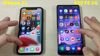 iPhone 11 vs Samsung S20 FE 5G Speed Test