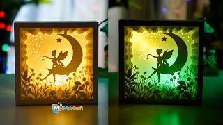 How to Make Fairy Moon Shadow Box - Paper Cut Lightbox, Shadow Box frame SVG for Cricut Projects