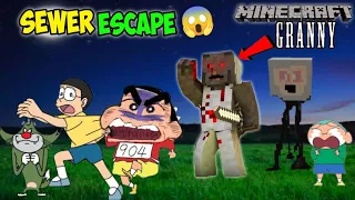 Shinchan And Nobita his Friends || Sewer Escape Minecraft Granny House 😱 || Funny Game