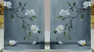 White Flower Acrylic Painting ||  Step-by-Step Acrylic Painting