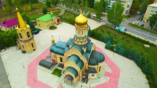 Донбасс Бахмут с высоты птичьего полёта   квадрокоптер   Благовещенский храм церковь Украина