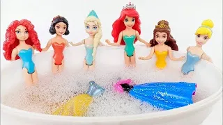 Satisfying Video I How to make Glossy Lolipops in to Rainbow Pool with Disney Princess Cutting ASMR