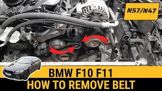 How to remove auxiliary belt BMW N57 N47 530d 520d F10 F11 alternator belt removal 330d belt change