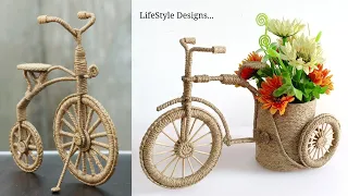 Best 2 Jute Cycle | DIY Planter with jute rope | DIY Jute Craft Decoration Ideas | Cycle Flower Vase