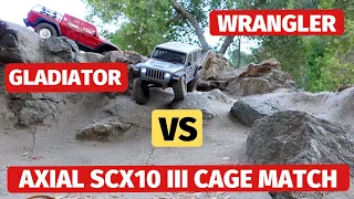 Axial SCX10 III Gladiator vs. SCX10 III Wrangler -  RTR Crawler 13-stage challenge