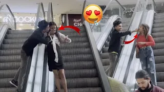 Kissing prank 😍 on Cute girl's in Escalator Prankstar vinod