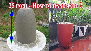 How to Handmade Tall Planters Outdoor Indoor - 25 Inch ✨ Cement Plus