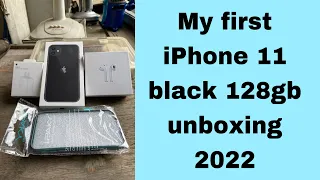 My first iPhone 11 black 128gb  unboxing 2022