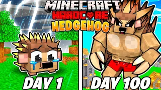 I Survived 100 Days as a HEDGEHOG in HARDCORE Minecraft!