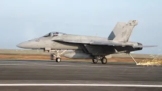 US F-18 Launched at Full Speed Try to Catch Emergency Arresting Cable