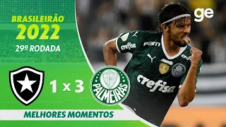 BOTAFOGO 1 X 3 PALMEIRAS | MELHORES MOMENTOS | 29ª RODADA BRASILEIRÃO 2022 | ge.globo