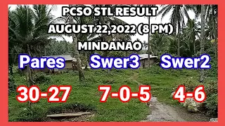 PCSO STL RESULT AUGUST 22,2022 MINDANAO 8 PM