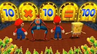 Mario Party 9 MiniGames - Mario Vs SpongeBob Vs Luigi Vs Spider Man (Master Difficulty)