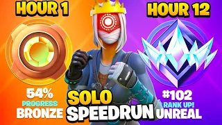 Bronze to UNREAL SOLOS Ranked SPEEDRUN in 12 Hours (Chapter 5 Fortnite)