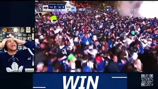 Steve Dangle reacts to John Tavares OT winner to send the Leafs to the second round