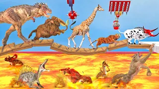 Deadly Bridge Who Can Not Fall Into Lava? Dinosaurs vs Animals Animal Revolt Battle Simulator