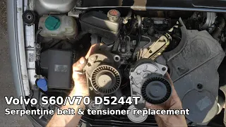 Volvo S60/V70 2.4 D5 (-2004, ENG -349808) Serpentine belt and tensioner replacement