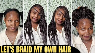 HOW TO BRAID OWN HAIR.  NEATLY DONE ✔ 🥰🥰. #braids