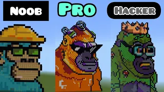 Noob vs Pro vs Hacker Minecraft Gorilla Pixel Art Challenge || Godzilla Pixel Art In Minecraft