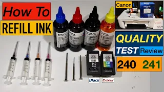 How To Refill Canon 210, 240, 241, 245, 246, 440, 540 ink Cartridges, Print Quality Test & Review !!