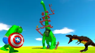 INDORAPTOR + HULK GORO SAVING HULK BRACHIOSAURUS - Animal Revolt Battle Simulator