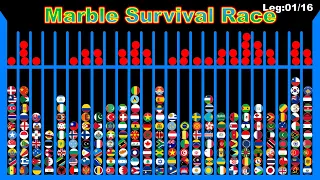 Marble Survival Race ~200 countries marble race~ in Algodoo | Marble Factory