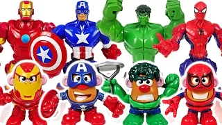 Marvel Avengers Hulk, Spider Man! Transformed into Mr. Potato Head! Defeat dinosaur! #DuDuPopTOY