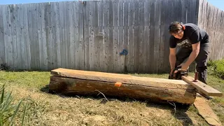 Milling Oak logs with a free DIY Alaskan chainsaw mill part 2