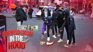 DROPPING MONEY IN THE HOOD! | NYC Social Experiment *GONE WRONG*