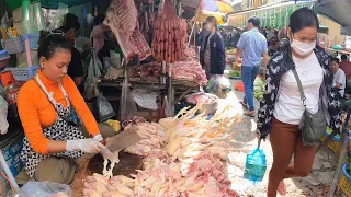 Cambodian Street Food @Traditional Market | Fresh Crab, Chicken, Beef Pork Fish Vegetables & More