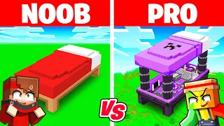 NOOB vs PRO: Base SECRÊTE de Lit sur Minecraft!
