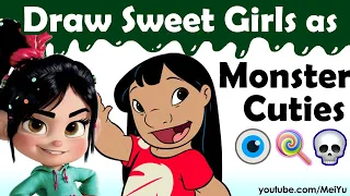 Sweet Girls as Monster Cuties Art Challenge | 10th Year Anniversary | Mei Yu Fun2draw