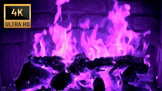 💜 PURPLE FIREPLACE FLAMES in 4K UHD Unusual Fireplace 4K Crackling Fire Sounds (colorful fireplace )