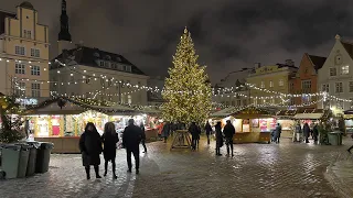 Таллинн, Рождественская ярмарка СТАРЫЙ ГОРОД, ЭСТОНИЯ | 13 декабря 2021 | 4K - Walking Tour