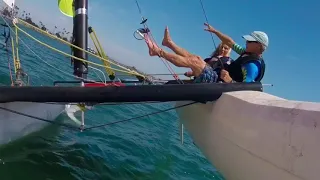 Hobie Cat Fails, Capsize, Man Overboard