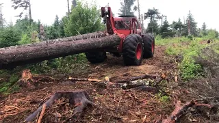 Old Forestry Equipment Timberjack Skidder Hauling Logs and Breaking my Squarebody Hauling Heavy Load