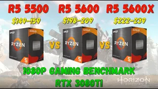 Ryzen 5 5500 VS Ryzen 5 5600 VS Ryzen 5 5600X Gaming Benchmark 1080P RTX 3080Ti