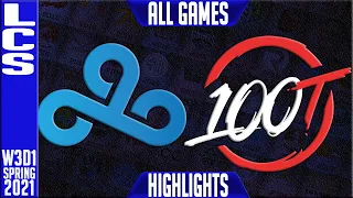 C9 vs 100 Highlights ALL GAMES | LCS Spring 2021 Semifinals Lock In W3D1 | Cloud9 vs 100 Thieves