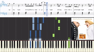 Pharrell Williams - Yellow Light (Despicable Me 3) (Synthesia Piano Tutorial w/Lyrics)