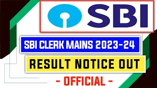 SBI Clerk Mains 2023-24 Result Official Notice Out