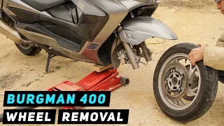 07+ Suzuki Burgman 400 - Front Wheel Removal | Mitch's Scooter Stuff