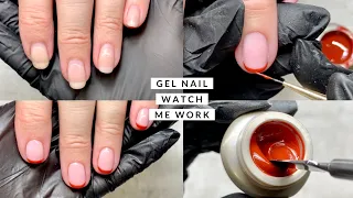 GEL NAILS WATCH ME WORK  | ROSIE RED FRENCH