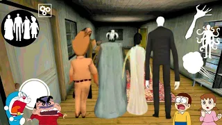 Granny Slenderman Rod Sullivan Slendrina Banke Kiya Helicopter Escape in Granny2 With ShinchanNobita