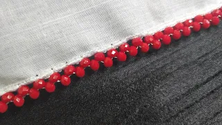 Crystal Bead Lace Edge | Bead Border Design (Hand Embroidery Work)