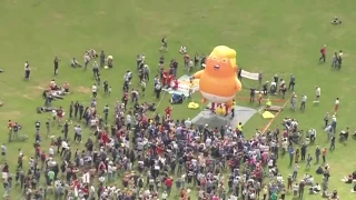 Trump baby blimp flies in Scotland as demonstrators protest his visit